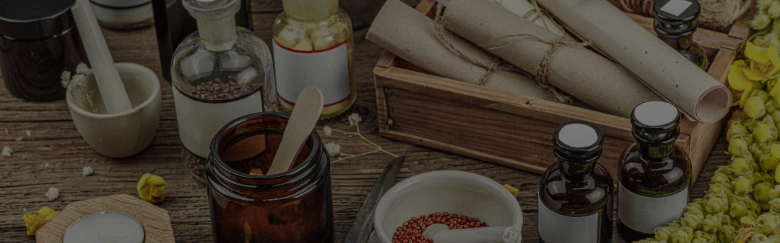Natural apothecary tools and botanical ingredients for handcrafted wellness products.